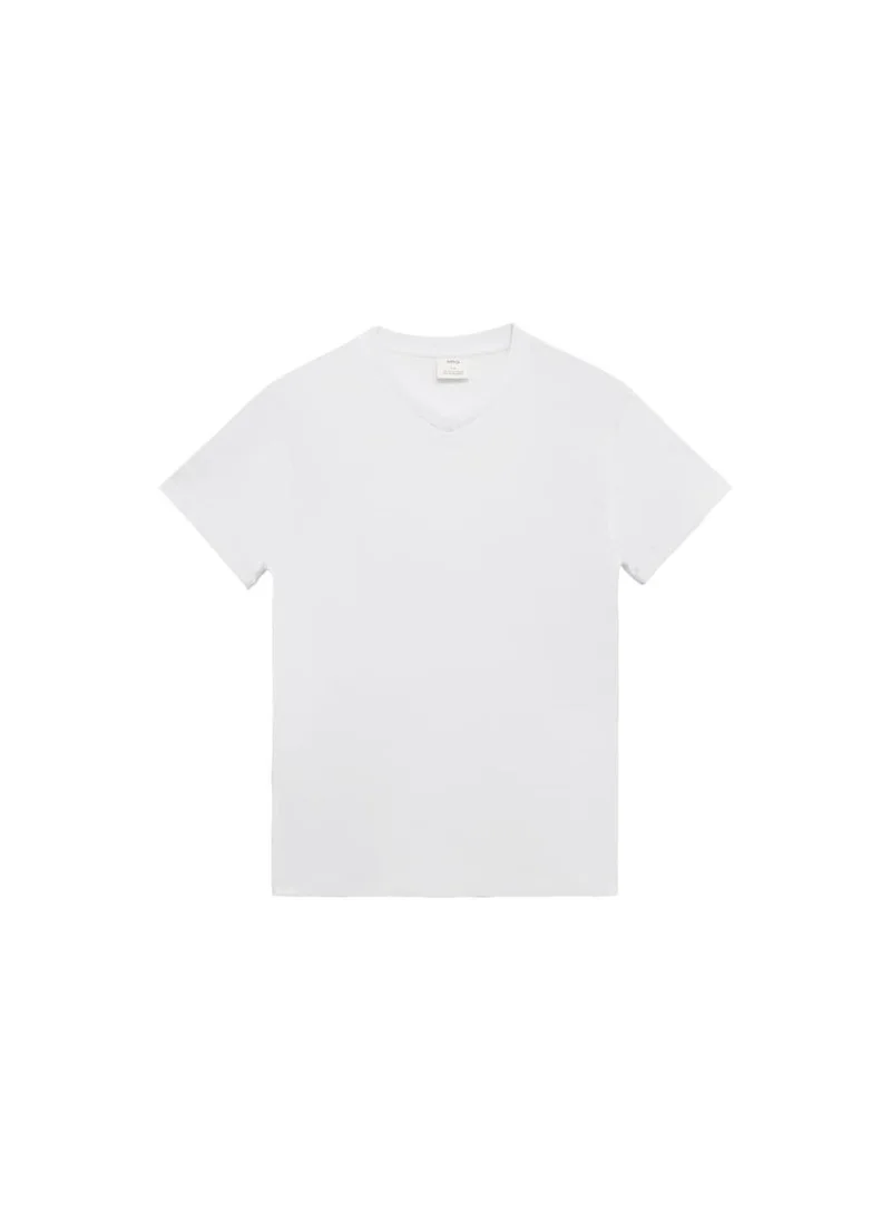 مانجو مان تيشيرت بياقة على شكل حرف